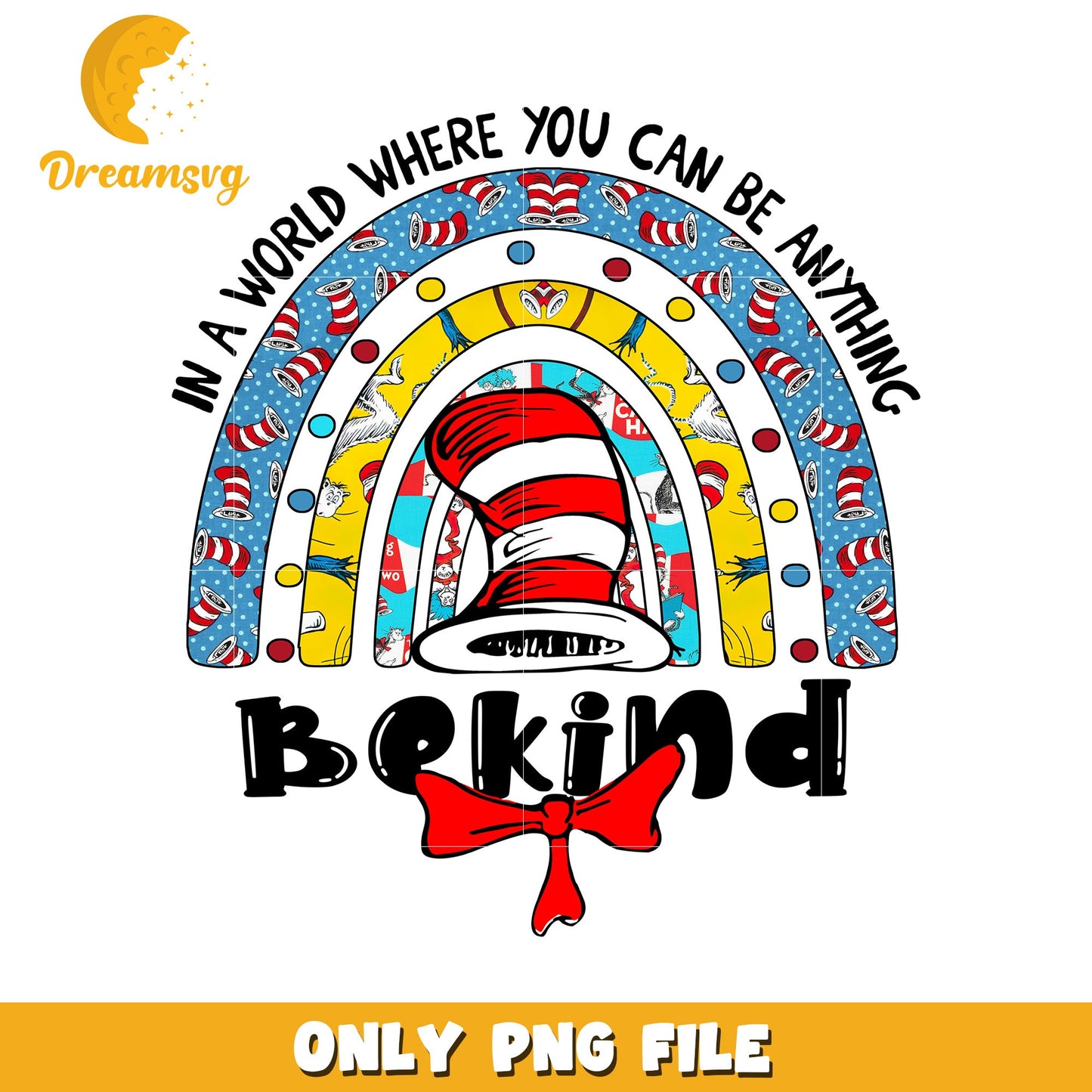 Cat in the Hat Be Kind PNG Design