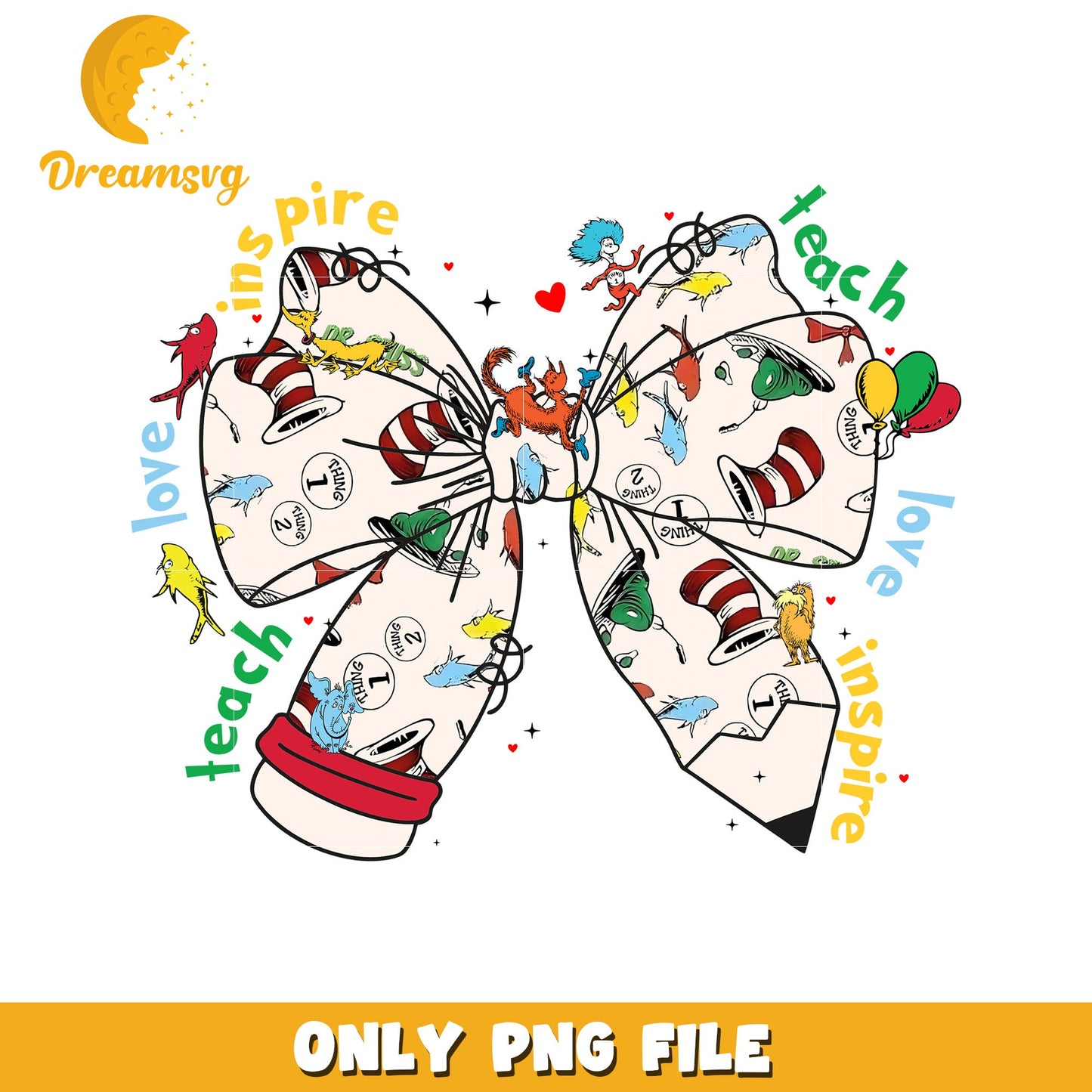 Cat in the Hat Bow PNG Teacher Gift