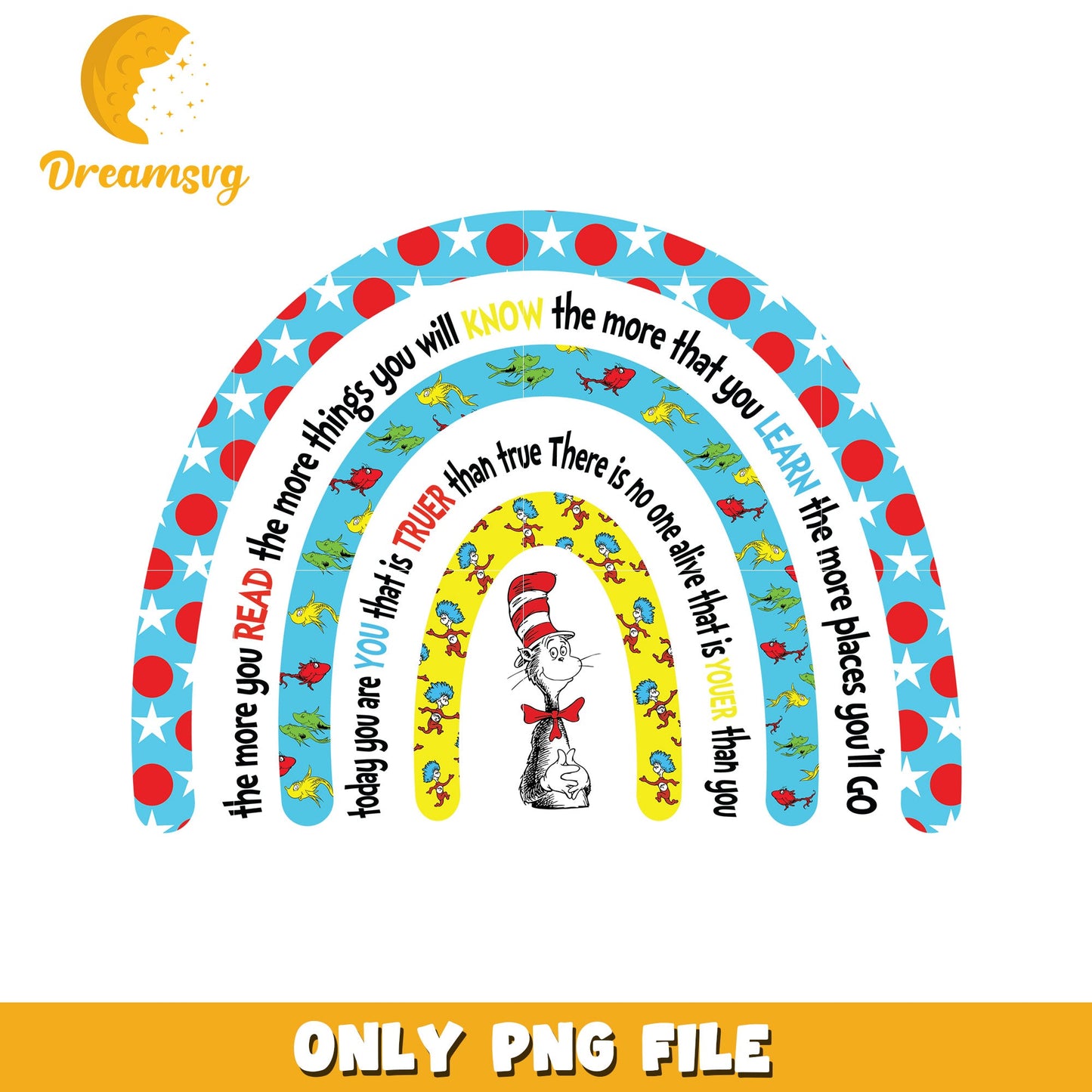 Cat in the Hat Rainbow PNG