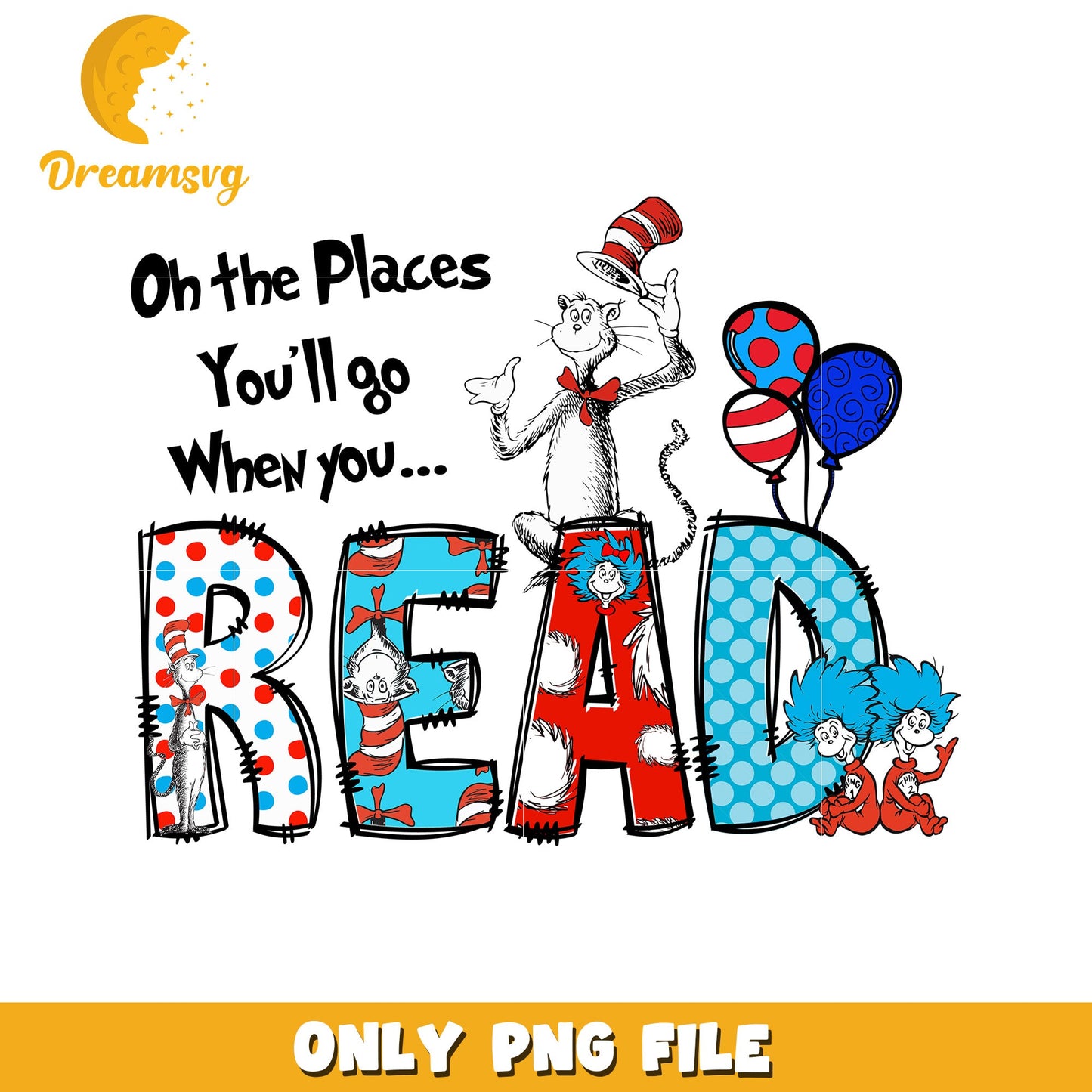 Cat in the Hat Read PNG
