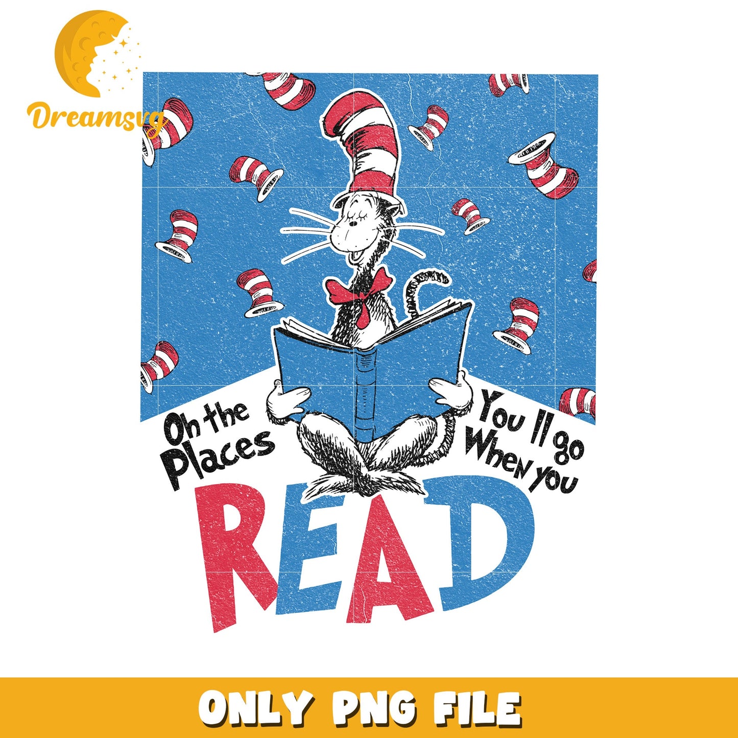 Cat in the Hat Reading Inspirational Article PNG Design