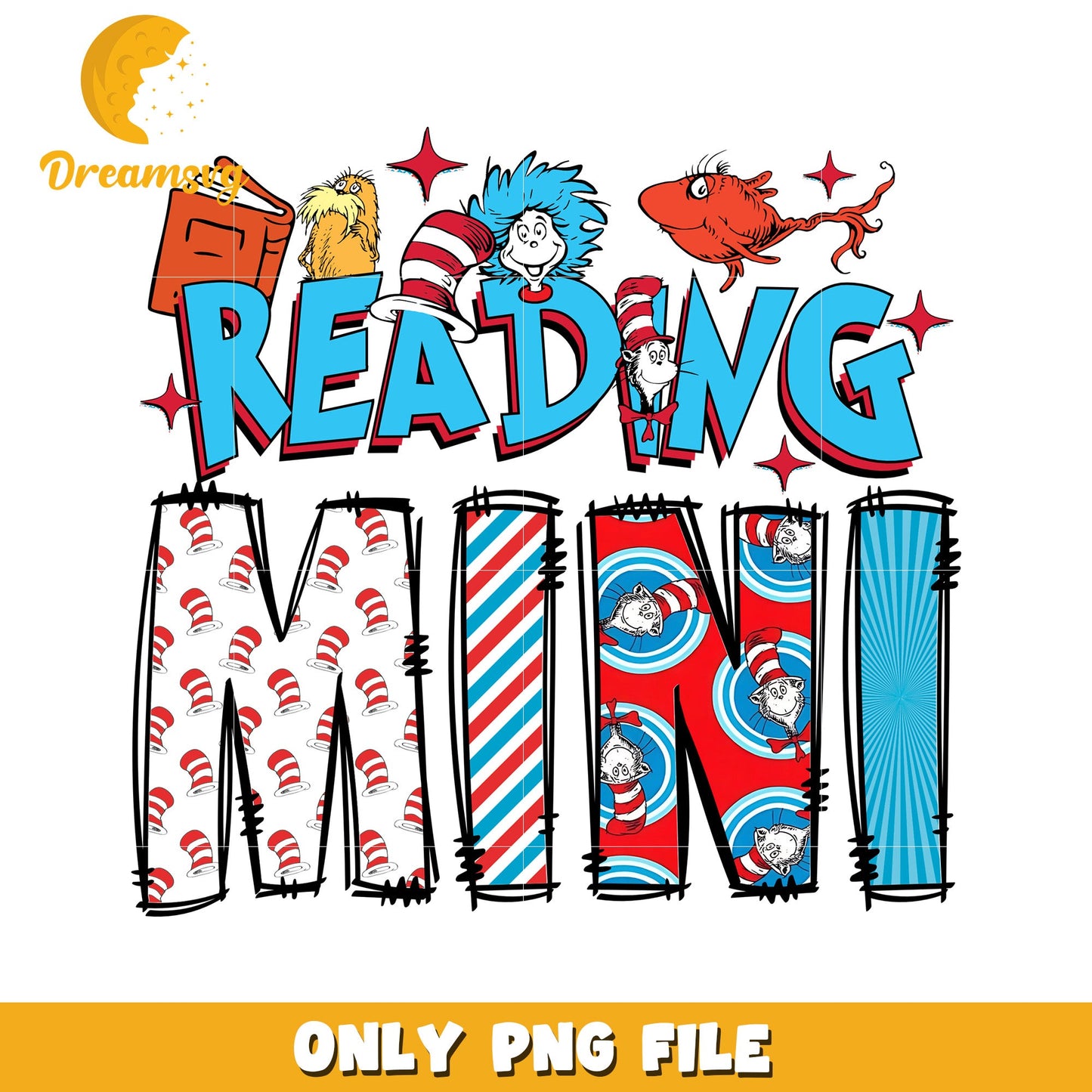 Cat in the Hat Reading Mini PNG