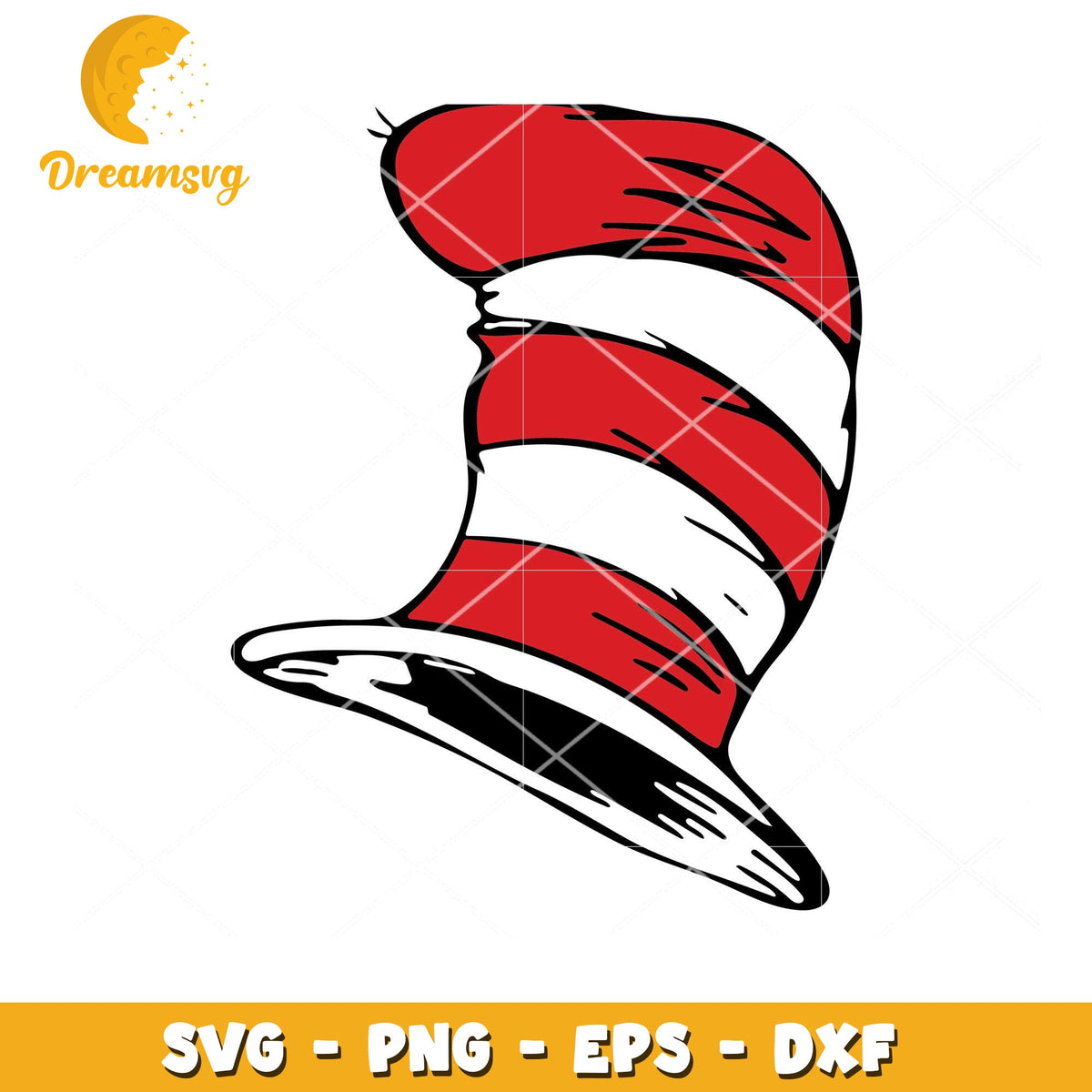Cat in the Hat Red and White Hat SVG Download for Crafting Fun