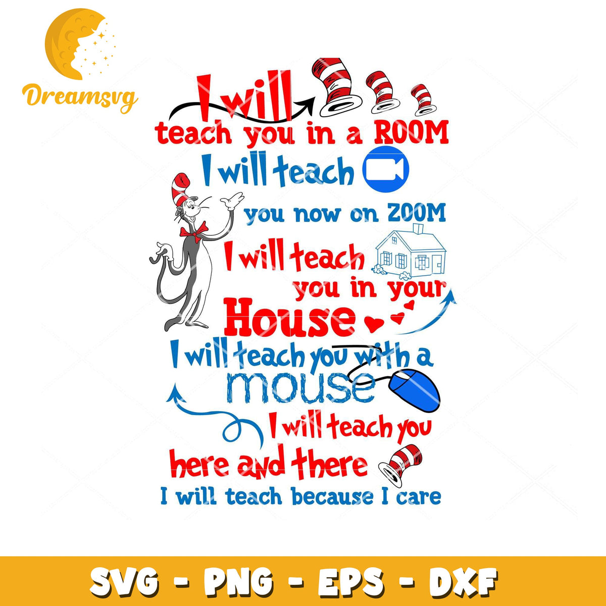 Cat in the Hat Teacher SVG Cut File