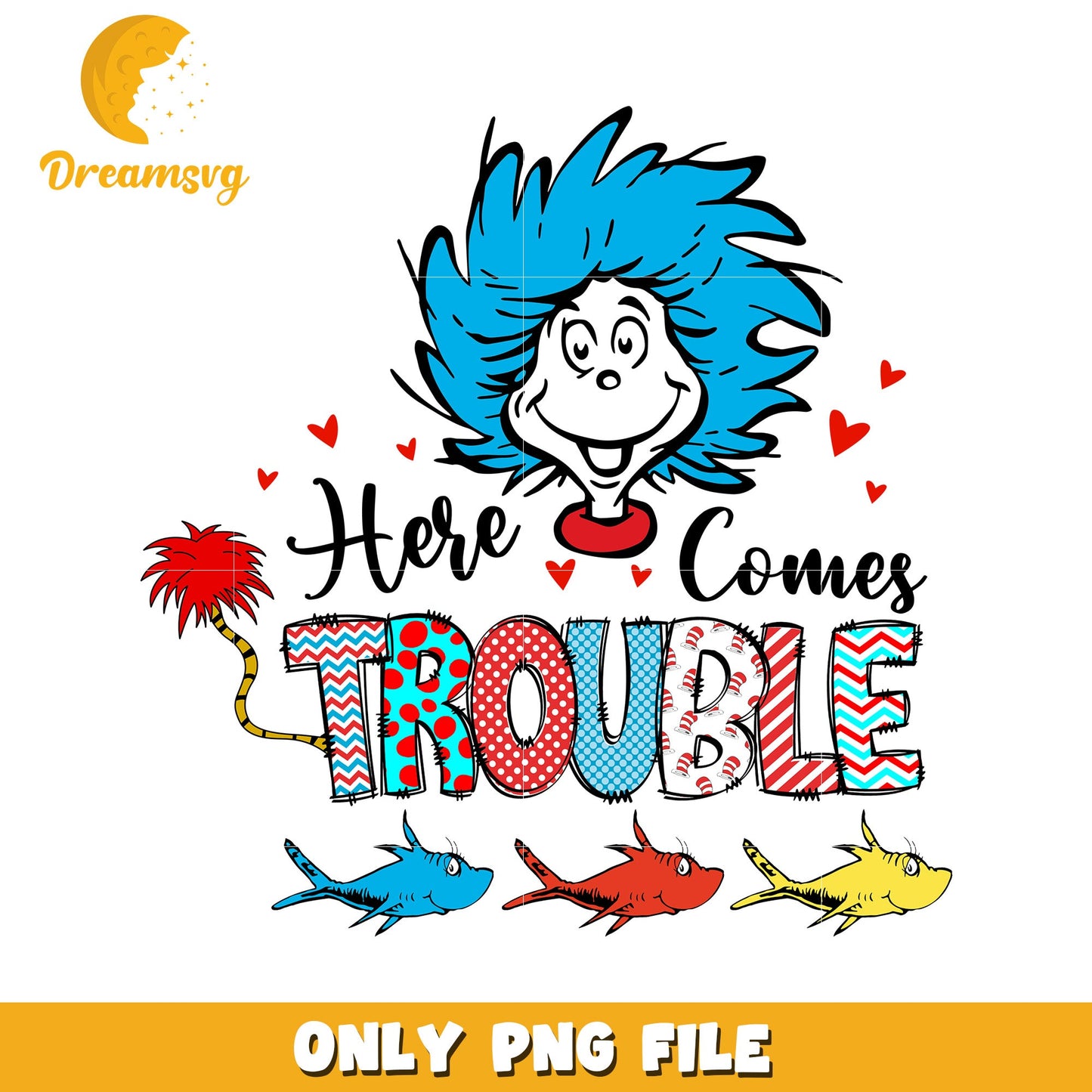 Cat in the Hat Trouble PNG Design