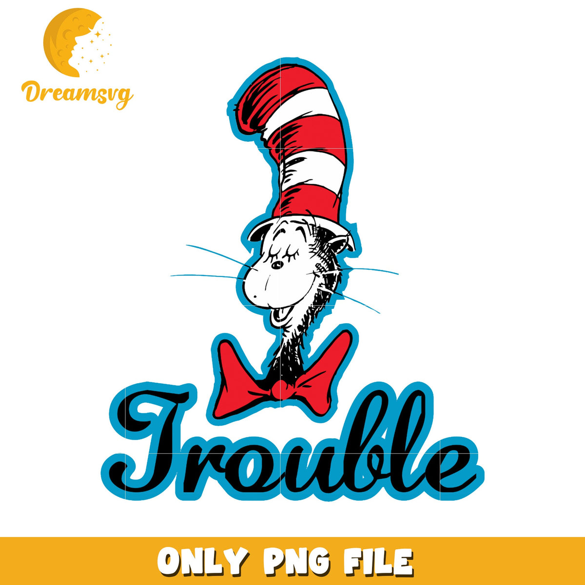 Cat in the hat face trouble png, the cat png, dr seuss png