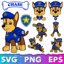 Chase 9 Cliparts Bundle, Chase Paw Patrol SVG Cut Files For Cricut & Silhouette, SVG, PNG, DXF, instant download