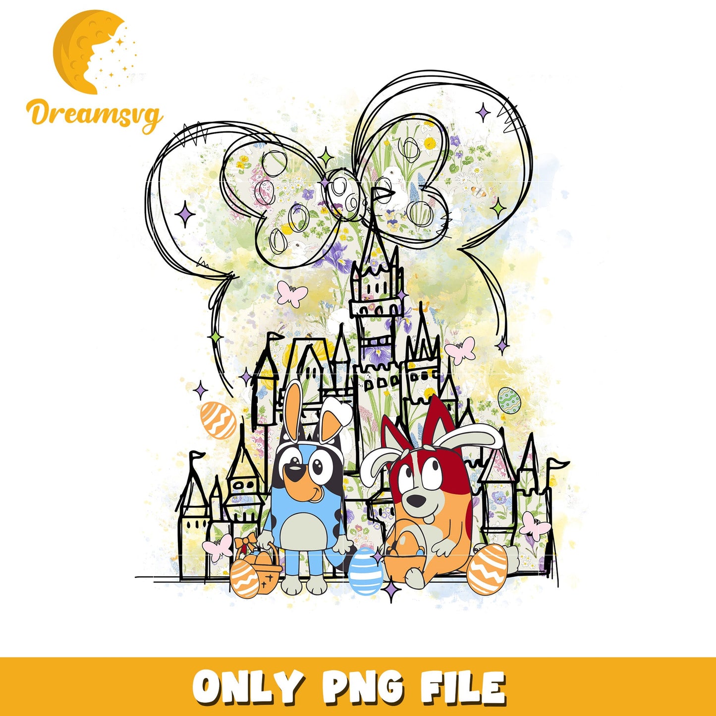 Cheerful Cartoon Friends at Enchanted Castle PNG Art
