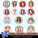 Chibi Disney Princess Bundle PNG Instant Download