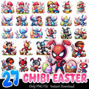 Chibi Easter Bundle PNG 27 Easter Cartoon PNG Instant Download