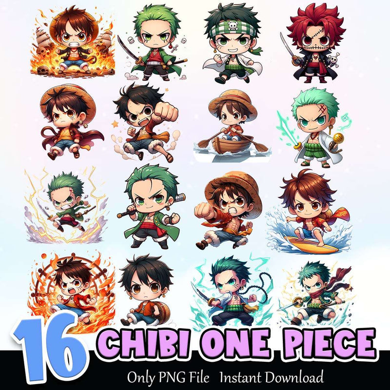 Chibi One Piece PNG Bundle Sublimation Instant Download