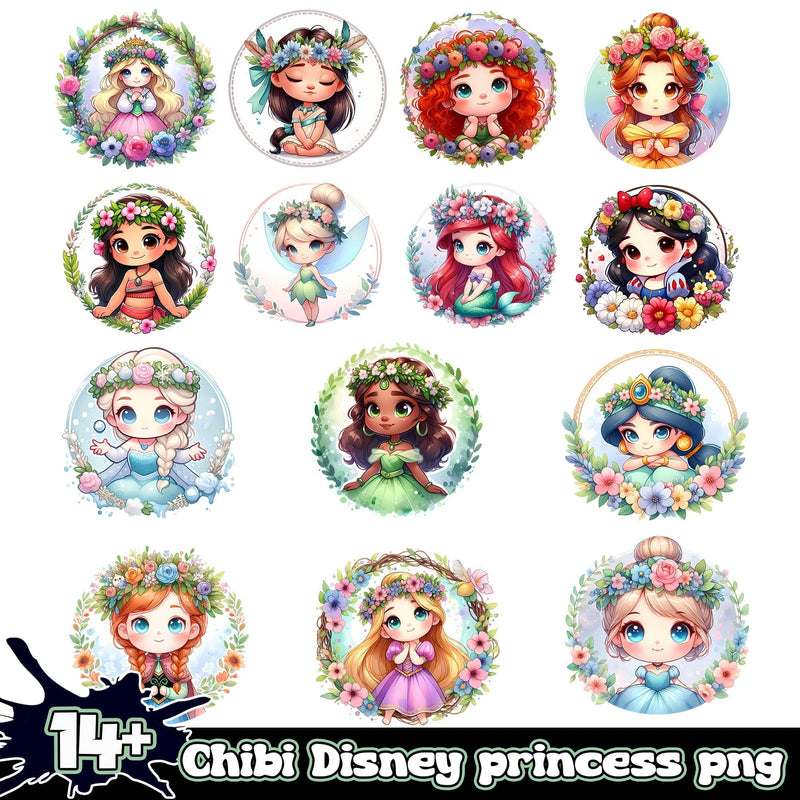 Chibi Disney princess png bundle