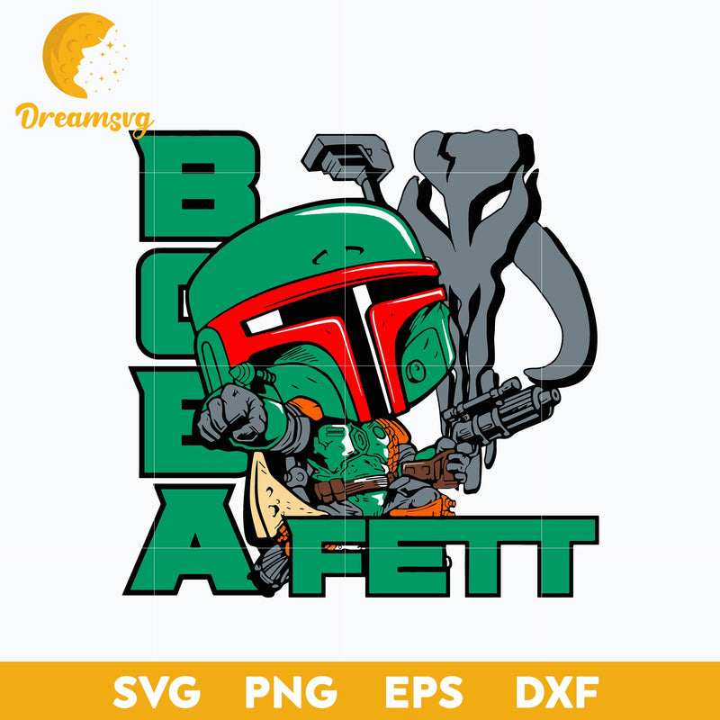 Chibi The Book of Boba Fett Baby Boba Fett svg, Halloween svg, png, dxf, eps digital file.