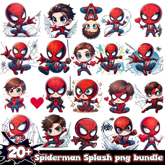 Chibi spiderman png bundle