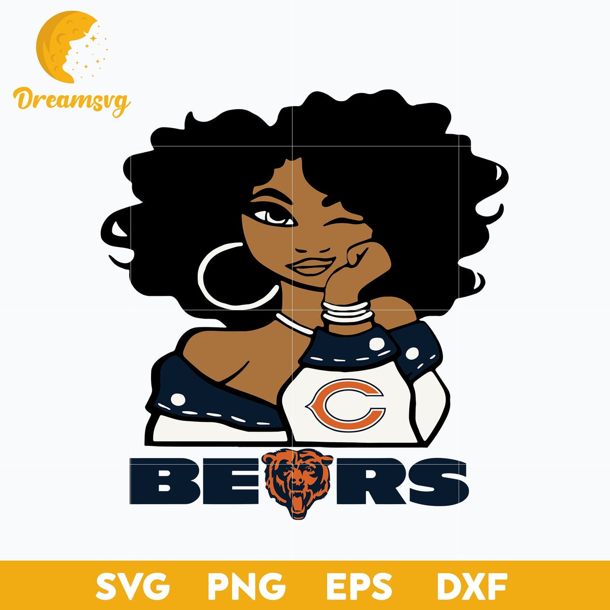 Chicago Bears Girl Nfl Svg, Chicago Bears Svg, Sport Svg, Nfl Svg, Png, Dxf, Eps Digital File.