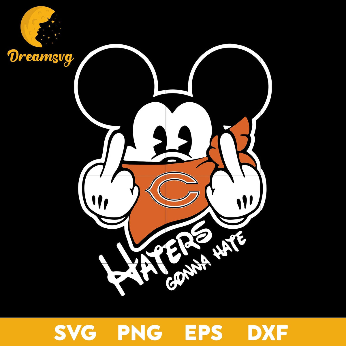 Chicago Bears, Mickey, Haters Gonna Hate Svg, Nfl Svg, Png, Dxf, Eps Digital File.
