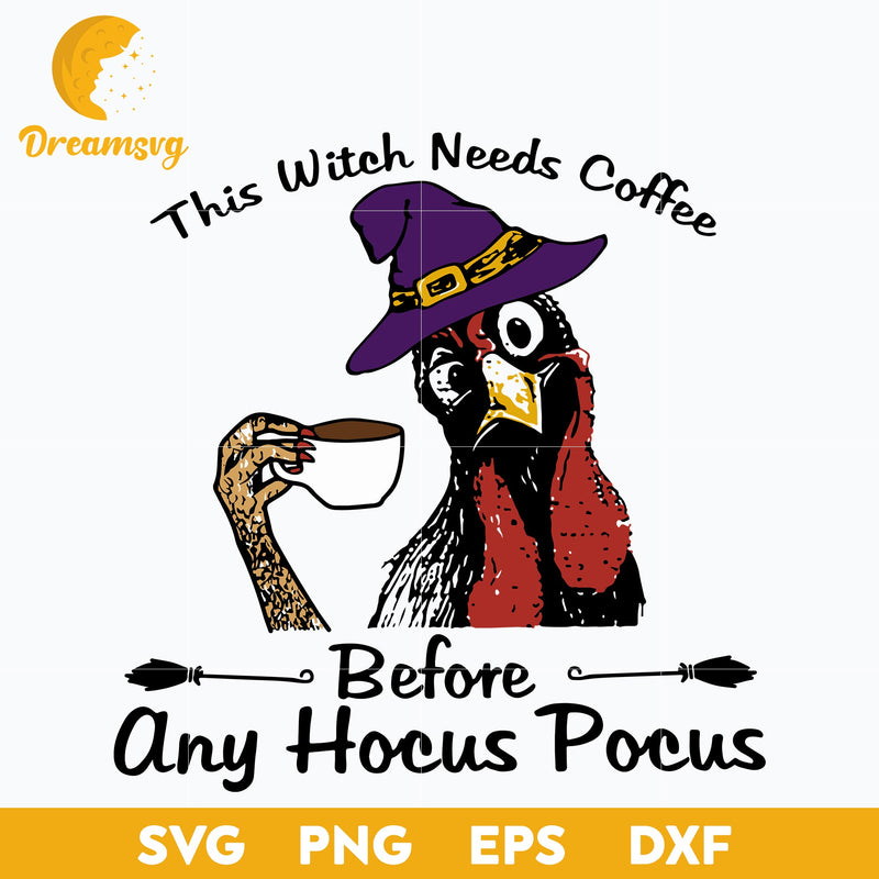 Chicken This Witch Needs Coffee svg, Halloween svg, png, dxf, eps digital file.