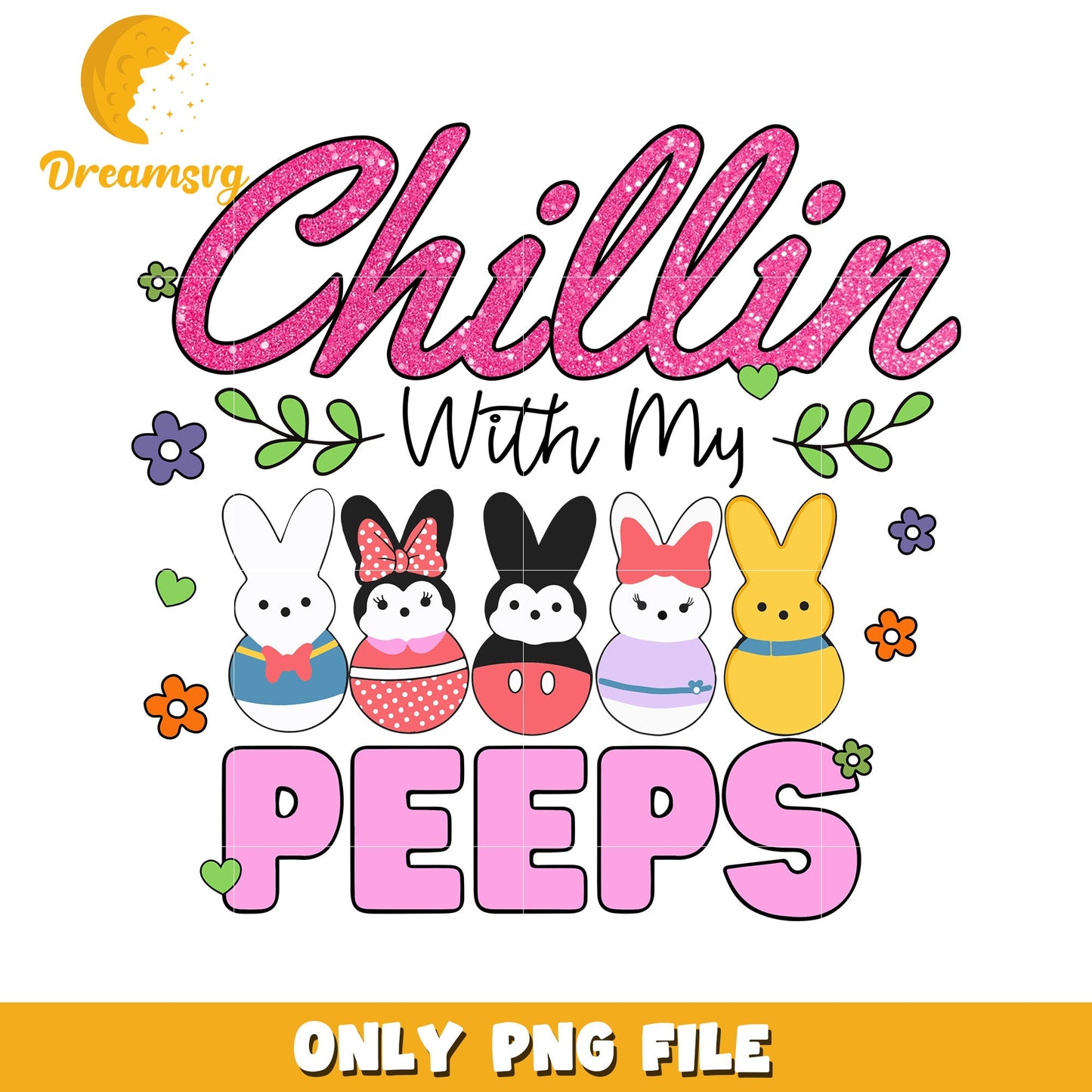 Chillin With My Peeps Cute Easter Bunny PNG Design