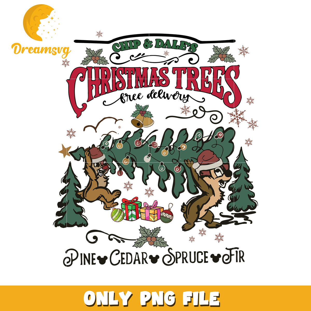 Chip and dale's png, disney cozy png, holiday glow png