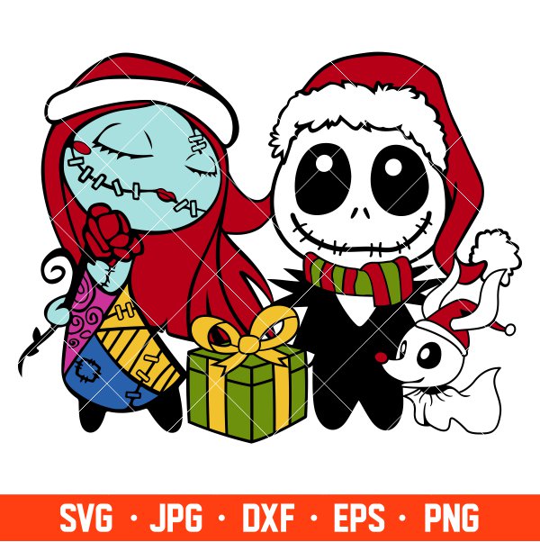 Christmas Baby Jack &amp; Sally Svg, Christmas Svg, Merry Christmas Svg, Sandy Claws Svg, Cricut, Silhouette Vector Cut File