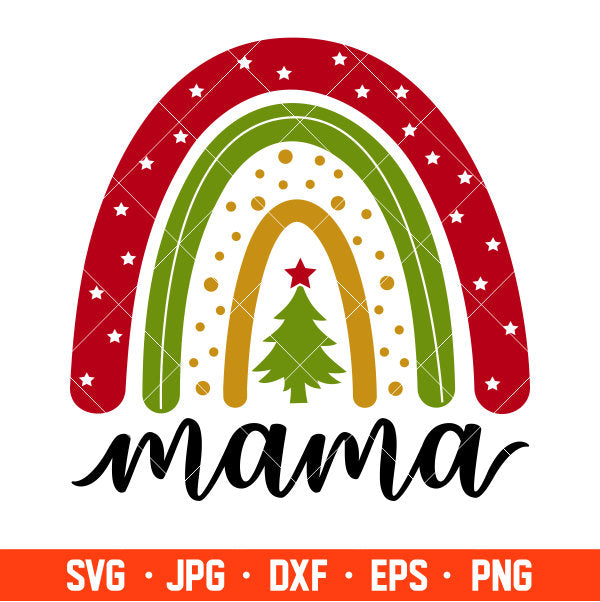 Christmas Boho Rainbow Mama Svg, Christmas Svg, Merry Christmas Svg, Cricut, Silhouette Vector Cut File