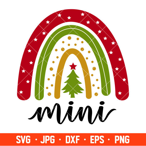 Christmas Boho Rainbow Mini Svg, Christmas Svg, Merry Christmas Svg, Cricut, Silhouette Vector Cut File