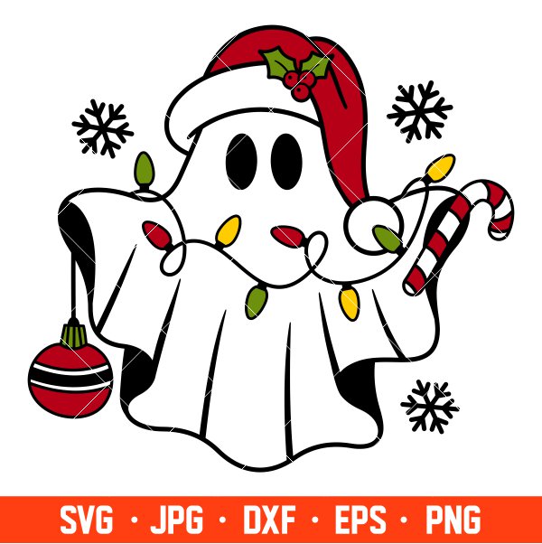 Christmas Ghost Svg, Christmas Svg, Spooky Christmas Svg, Santa Claus Svg, Cricut, Silhouette Vector Cut File