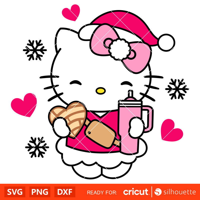 Christmas Hello Kitty Concha Svg, Christmas Svg, Sanrio Christmas Svg, Kawaii Svg, Cricut, Silhouette Vector Cut File