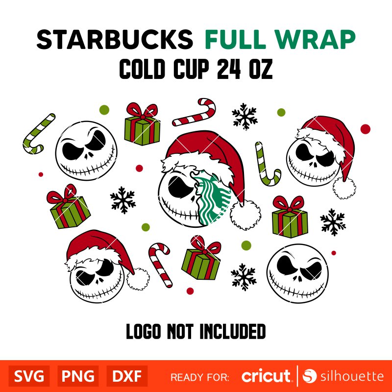 Christmas Jack Full Wrap Svg, Starbucks Svg, Coffee Ring Svg, Cold Cup Svg, Cricut, Silhouette Vector Cut File