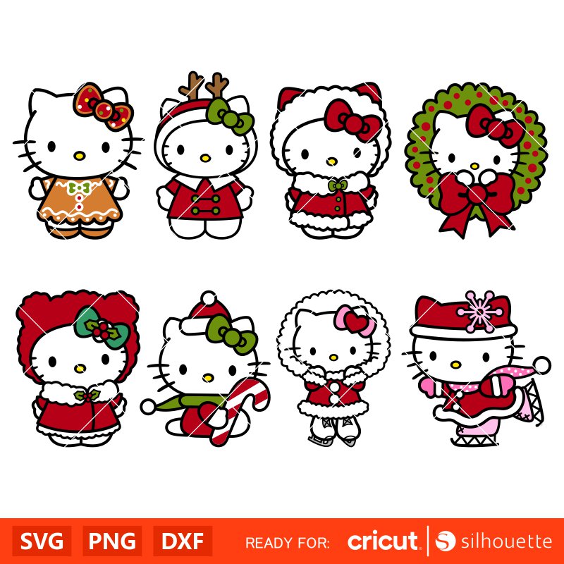 Christmas Hello Kitty Svg, Merry Christmas Hello Kitty Svg For Cricut, Christmas Hello Kitty Clipart