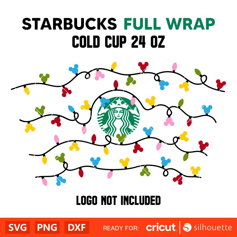 Christmas Light Full Wrap Svg, Starbucks Svg, Coffee Ring Svg, Cold Cup Svg, Cricut, Silhouette Vector Cut File