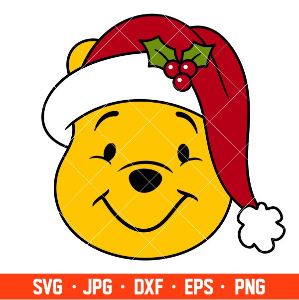 Christmas Pooh Svg, Christmas Svg, Merry Christmas Svg, Santa Claus Svg, Cricut, Silhouette Vector Cut File