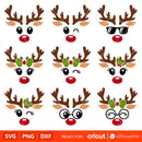 Christmas Reindeer Svg, Reindeer Face Svg For Cricut, Merry Christmas Svg, Christmas Reindeer Clipart