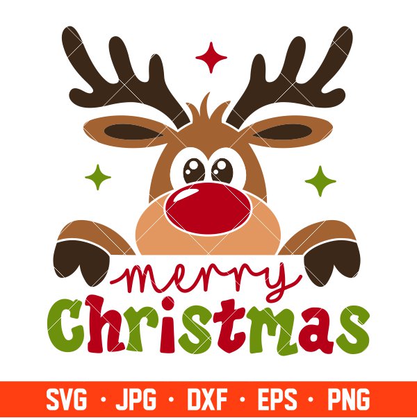 Christmas Reindeer Svg, Peeping Reindeer Svg, Merry Christmas Svg, Christmas Svg, Cricut, Silhouette Vector Cut File