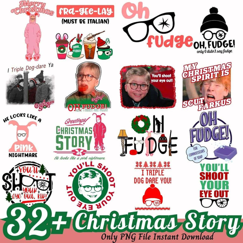 Christmas Story Bundle PNG 32+ Ralphie Pink Bunny PNG Instant Download