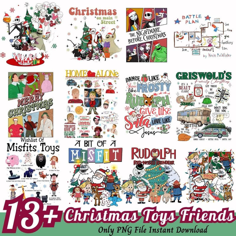 Christmas Toys Friends Bundle PNG 13+ Christmas Movies PNG Instant Download