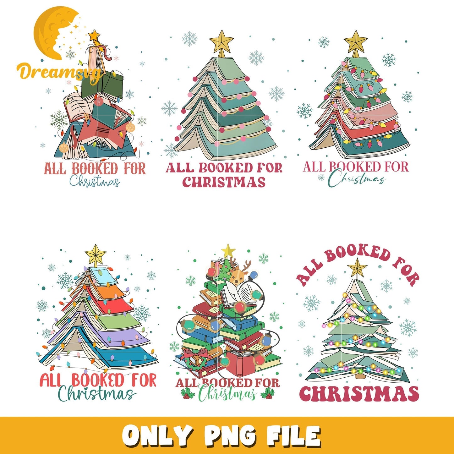 All booked for christmas bundle png, christmas tree books png