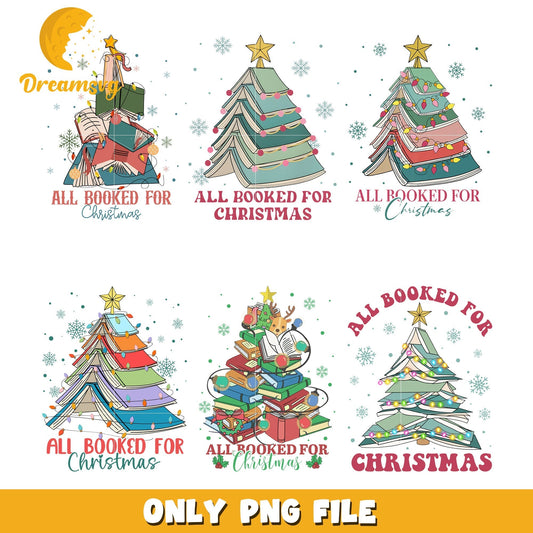 All booked for christmas bundle png, christmas tree books png