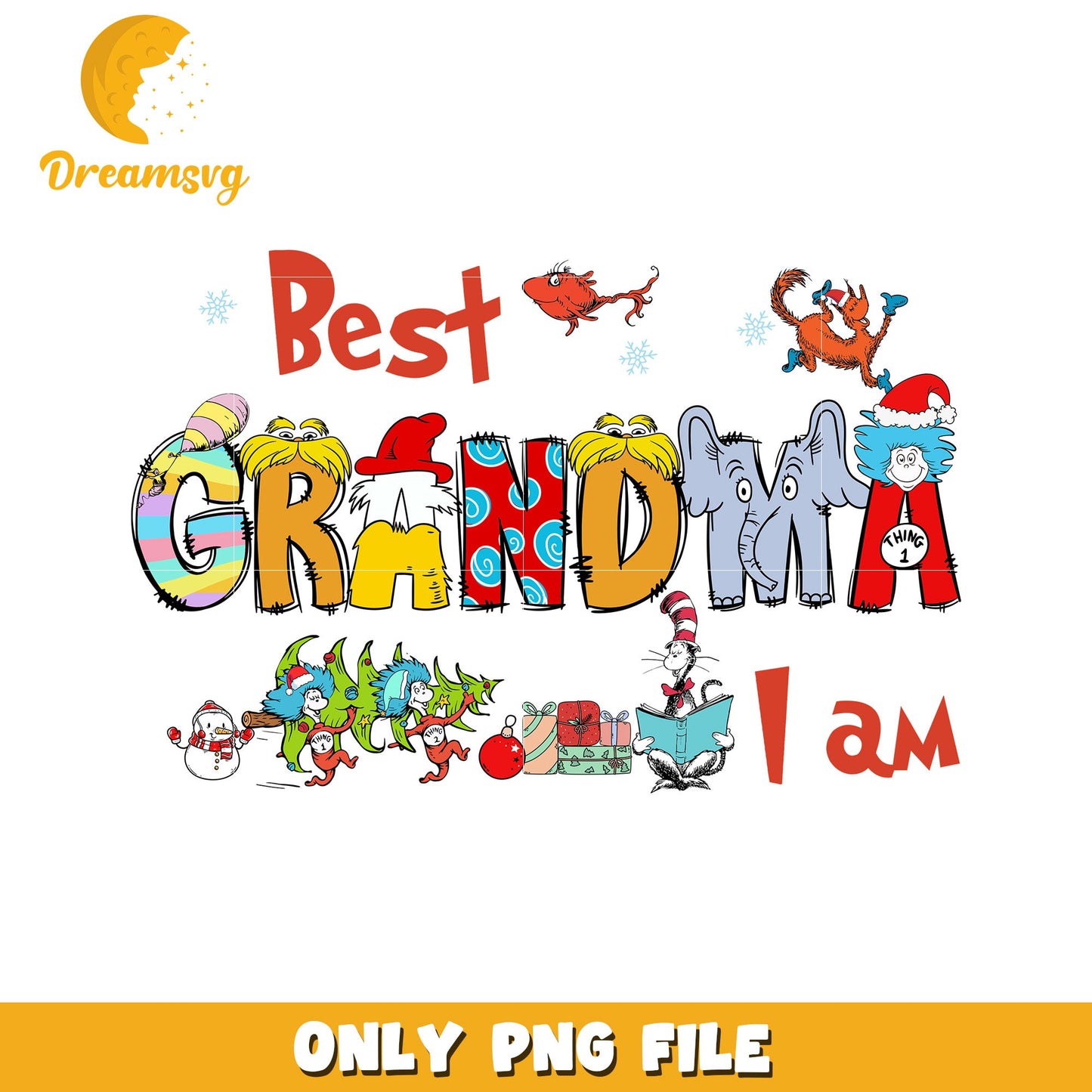 Christmas Grandma PNG Seuss Design