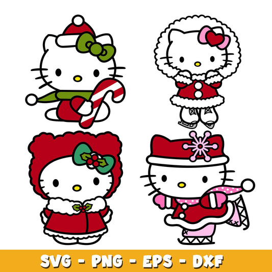 Hello Kitty Ovalery Christmas svg, Hello Kitty bundle svg, Cartoon svg
