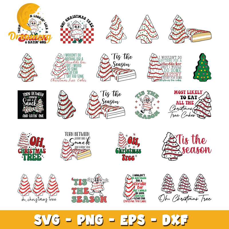 Tis the season christmas tree cake bundle svg, christmas tree cakes svg