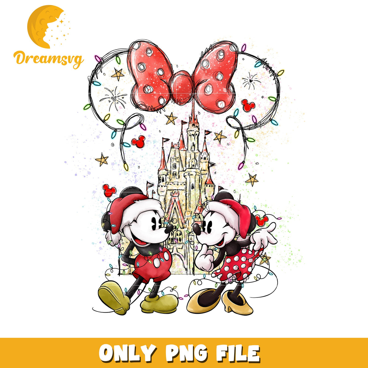 Christmas minnie and mickey png, festive disney png, winter wonderland png