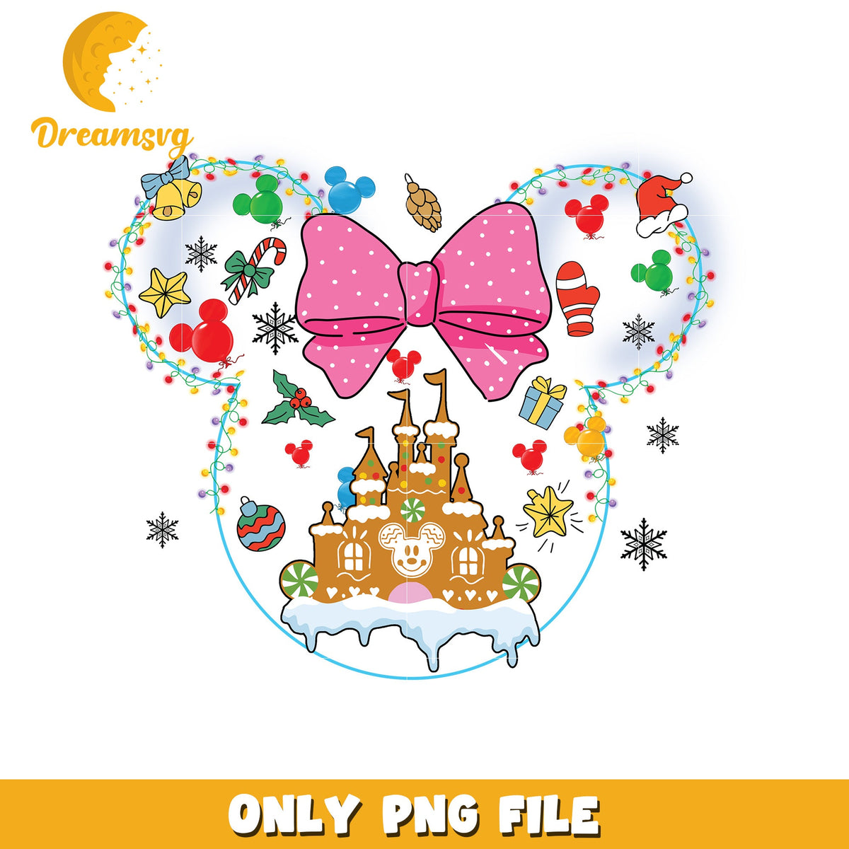 Christmas minnie disneyland png, disney night png, winter sparkle png