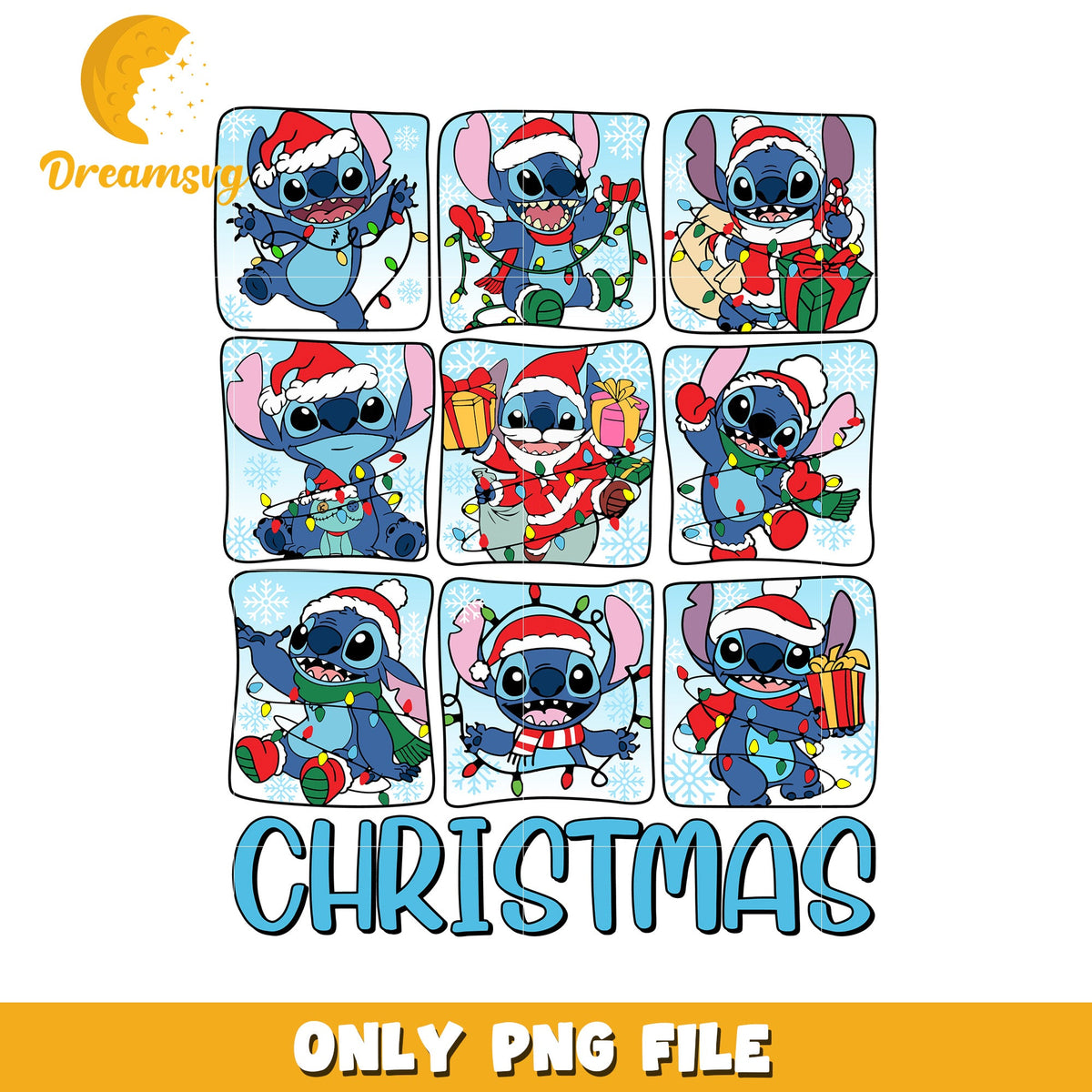 Christmas stitch cute png, disney night png, winter sparkle png