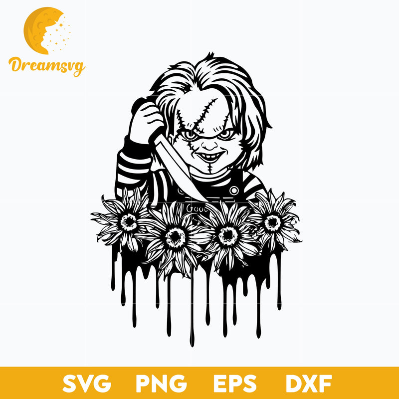 Chucky FLower svg, Halloween svg, png, dxf, eps digital file.