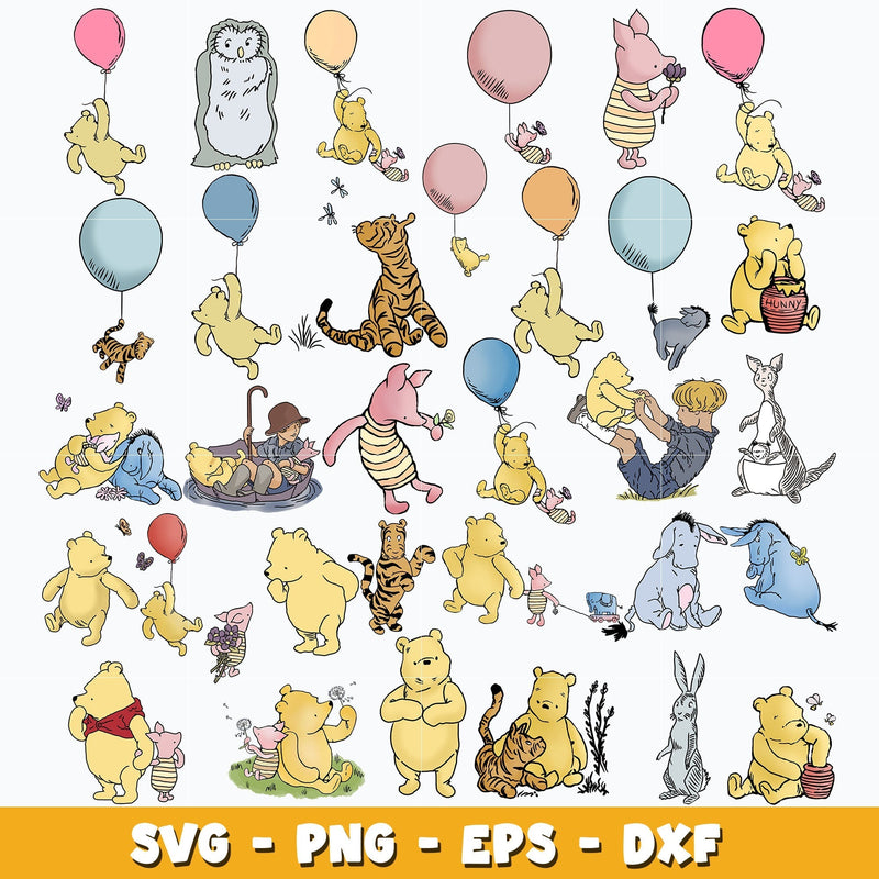 Winnie the pooh bundle svg, Winnie the pooh svg, Disney cartoon svg, Digital download