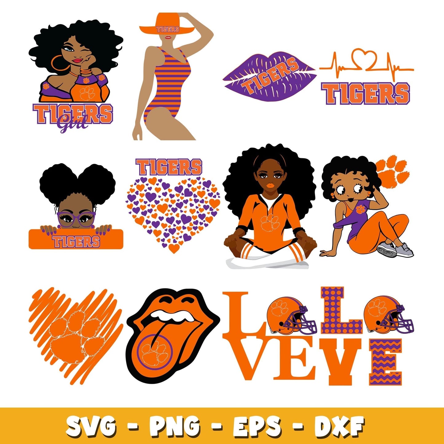 Girl Clemson Tigers Bundle svg, Clemson Tigers logo svg, ncaa svg