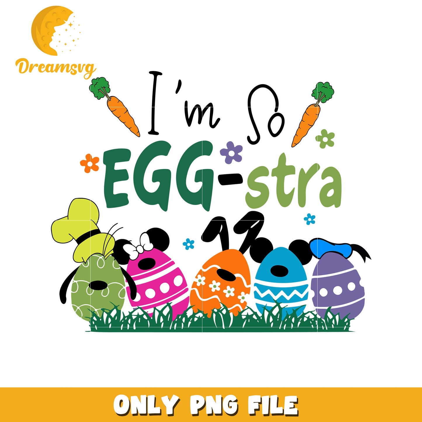 Colorful Easter Eggs and Cute Characters PNG Design