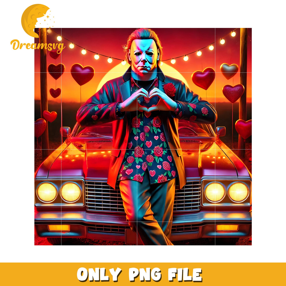 Colorful Heart Theme Halloween Artwork PNG File Download