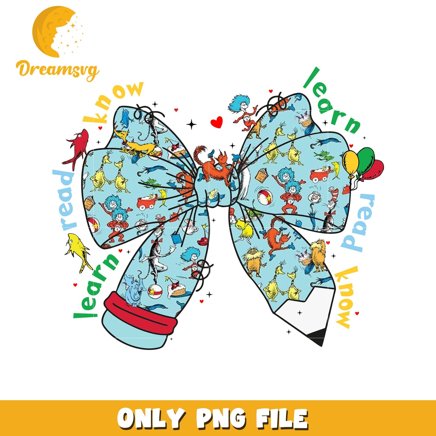 Colorful Learning Bow PNG for Kids Education Designs